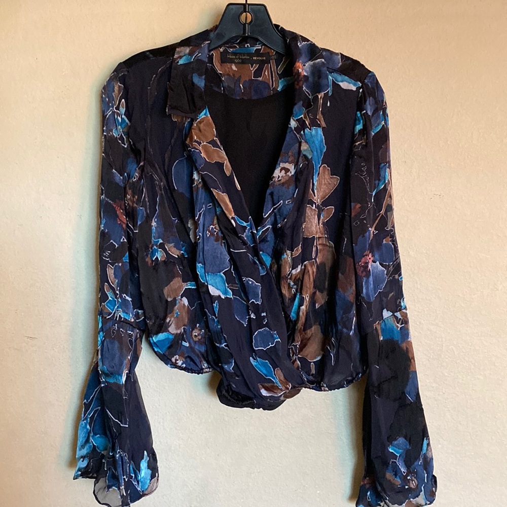 House of Harlow 1960 x Revolve Didi Silk Blend Blouse